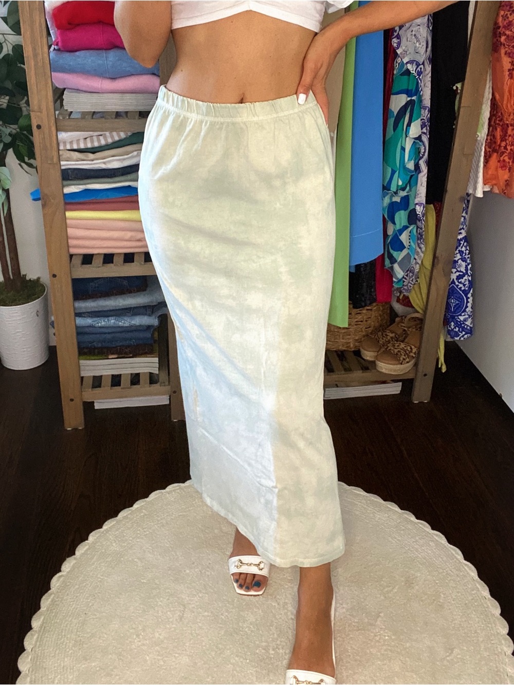 ZARA Women's Sage Tie-Dye Slit Maxi Skirt! 🧚🏼